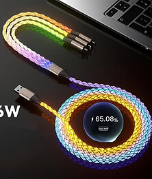 economico -Cavo di ricarica multiplo 66W 3,9 piedi Da USB A a USB C Da USB C a USB C 2.1 A Cavo di ricarica Ricarica veloce Trasferimento dati elevato Nylon intrecciato 3 in 1 Morbido al tatto Per iPad Samsung