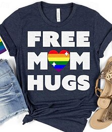 abordables -LGBTLGBTQ Manches Ajustées Chemises de fierté à imprimé arc-en-ciel Câlins gratuits de maman Lesbienne Gays Pour Unisexe Adulte Halloween Carnaval Mascarade Estampage à chaud Défilé de la fierté Mois
