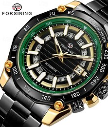 cheap -FORSINING Men Mechanical Watch Luxury Large Dial Tactical Business Hollow Skeleton Automatic Self-winding Calendar Date Stainless Steel Strap Watch