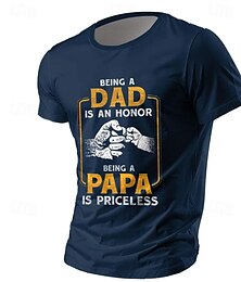 cheap -Father's Day Papa Word Daily Men's 3D Print T shirt Tee Daily Holiday T shirt Dark Blue Short Sleeve Crew Neck Shirt Summer Spring Clothing Apparel S M L XL XXL XXXL