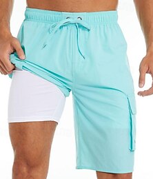 voordelige -Voor heren Zwemshorts Lange zwembroeken Strandshorts Sport Uitgaan Weekend Ademend Sneldrogend Hardlopen Vrijetijdsschoenen Zak Met compressievoering Effen Knielengte Gymnastiek Sportkleding Zwart