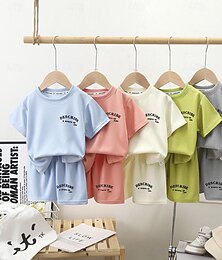 cheap -2 Pieces Toddler Boys T-shirt & Shorts Outfit Graphic Short Sleeve Set School Fashion Daily Summer Spring 3-7 Years
