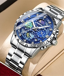 ieftine -binbond bărbați ceas cuarț fashion business ceas de mână faza lunii calendar luminos ceas din oțel rezistent la apă