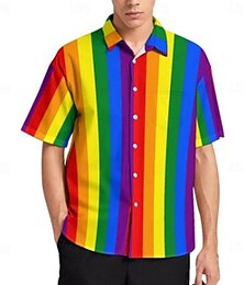 billige -LHBT LHBTQ Regnbueflagget Bluse / Skjorte Regnbue Graphic Til Herre Voksne Maskerade 3D-utskrift Pride-parade Pride måned