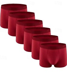 billiga -Herr 6-pack Boxerkalsonger Underkläder Briefs Boxershorts Bomull Andningsfunktion Slät Vin