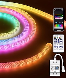 halpa -vedenpitävä ws2811 rgbic kudottu silikoninen neonvalo osoitettavalla unenomainen värillinen led-nauha 2,5m-10m 360 asteen valaistus wifi-sovellus ohjaus makuuhuoneen sisä- ja ulkokoristelu mukaan