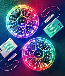 preiswerte -RGB-Farbwechsel-LED-Lichtstreifen, 1–2 m/3,28–6,56 ft, batteriebetriebene LED-Lichtstreifen, flexible batteriebetriebene LED-Leuchten mit 3-Tasten-IR-Controller für Schlafzimmer, Schreibtisch,