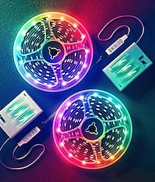 お買い得  -RGB カラー変更 LED ストリップ ライト 1-2m/3.28-6.56 フィート 電池式 LED ストリップ ライト フレキシブル 電池式 LED ライト 3 つのキー付き IR コントローラー 寝室 デスク ホームルーム テレビ キャンプ DIY 装飾用 (AAA 電池は付属しません)