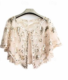 voordelige -Omslagdoeken Damesomslag Bolero Glitter & Sprankel Gatsby Mouwloos Polyester Bruiloftsomslagen Met Pailletten Voor Feest Zomer