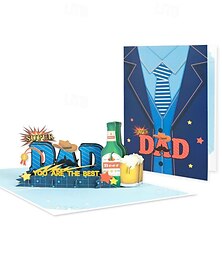 cheap -Father's Day 3D Pop-Up Greeting Card - Handcrafted Gift - Gold Medal 'DAD' Holiday Blessing Card