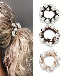 economico -set elastici vintage glam - perla finta & dettaglio strass, tenuta confortevole per acconciature di tendenza