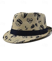 economico -Per uomo Cappello del Kentucky Derby Cappello da Sole Cappello da festa Cappello vestito Bianco Kaki Cotone Moda Casual Streetwear Quotidiano Albero di Cocco Protezione solare Traspirante