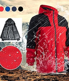 cheap -Men's Hiking Jacket Rain Jacket Raincoat Outdoor Patchwork Waterproof Breathable Quick Dry Jacket Single Slider Camping / Hiking / Caving Black Red Navy Blue Royal Blue