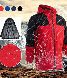 preiswerte -Herren Wanderjacke Regenjacke Regenmantel Draussen Patchwork Wasserdicht Atmungsaktiv Schnelltrocknend Jacke Einfacher Schieber Camping / Wandern / Höhlenforschung Schwarz Rot Marinenblau Königsblau