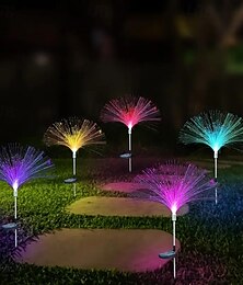 economico -2 pz solare rgb fibra ottica meduse luce da giardino fuochi d'artificio impermeabili esterni luce del prato cortile parco patio percorso paesaggio atmosfera decorazione