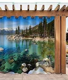 billiga -vattentät utomhus gardin integritet, skjutbara uteplats gardin draperier, pergola gardiner grommet 3d skogslandskap för lusthus, balkong, veranda, fest, 1 panel