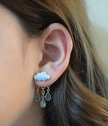 abordables -Femme Boucles d'oreille Clou Boucle d'Oreille Pendantes Boucle d'Oreille Créoles Géométrique Des nuages Elégant Rétro Vintage Le style mignon mode simple Des boucles d'oreilles Bijoux Beige / Blanc