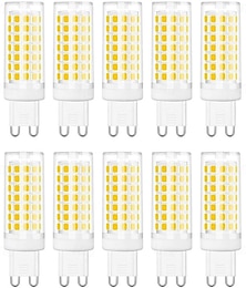 baratos -Lâmpada led g9 bi pin 8w 230v para substituição de lâmpada halógena de 80w, lâmpadas de lustre 88 leds não reguláveis g9 bi pin base plástico transparente 10 peças