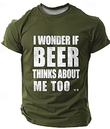 cheap -I Wonder If Beer Thinks About Me Too Letter Oktoberfest Beer Fashion Athleisure Men'S 3d Print Street Sports Outdoor T Shirt Black Blue Green Short Sleeve Crew Neck Shirt Summer Spring Clothing S-3xl
