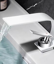 Недорогие -Ванная раковина кран - Водопад Электропокрытие По центру Одной ручкой одно отверстиеBath Taps