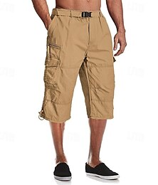 billige -Herre Taktiske shorts Cargoshorts Capri-bukser Knapp Elastisk midje Multi lomme عادي Anvendelig Kalv lengde utendørs Daglig Camping & Vandring 100 % bomull Mote Klassisk Svart Militærgrønn