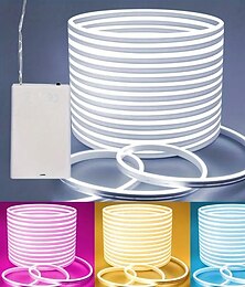 economico -1 m 2m 3M Strisce luminose LED flessibili Luci al neon 120/240/360 LED 2835 SMD Bianco caldo Bianco Rosso Strisce LED Al Coperto Feste Vacanze Batterie alimentate