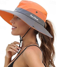 economico -cappello parasole protezione UV berretto da spiaggia a tesa larga pieghevole coda di cavallo cappello da pesca a secchiello berretto da spiaggia per pesca escursionismo giardinaggio all'aperto