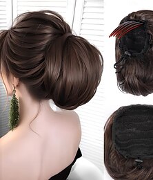 cheap -Messy Hair Bun Short Ponytail Bun Drawstring Comb Clip Bun Extension for Women Synthetic Hair piece Chignon Updo Bun Hair for Daily Party