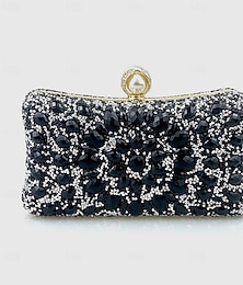 cheap -Women's Clutch Evening Bag Evening Bag Polyester PVC Party Holiday Chain Multi Carry Solid Color Flower Black Silver Pink