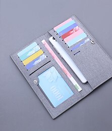 abordables -Homme Portefeuille Porte-cartes de crédit faux cuir Bureau du quotidien Grande Capacité Couleur unie Noir Bleu Gris clair