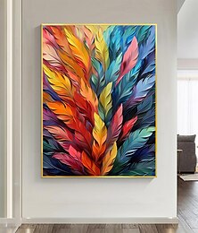 billiga -handgjord oljemålning canvas väggkonst dekor original färgglada växter målning abstrakt tropisk blomma målning heminredning med sträckt ram utan inre ram målning