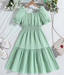 Χαμηλού Κόστους -κοριτσίστικα καλοκαιρινά παιδικά ρούχα φούστα κοριτσιών ετών σούπερ όμορφα κοντομάνικα φορέματα στυλ πριγκίπισσας 9-12 ετών