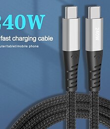 halpa -1 pakkaus USB 3.0 kaapeli 100W 3,3 jalkaa USB C - USB C 6 A Latauskaapeli Pikalataus Korkea tiedonsiirto Nailon punottu Oikea kulma Kestävä Käyttötarkoitus Macbook iPad Samsung Matkapuhelinväline