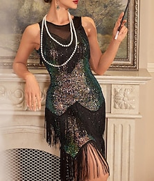 cheap -Retro Vintage Roaring 20s 1920s Flapper Dress Cocktail Dress The Great Gatsby Women's Sequins Tassel Fringe Masquerade Party / Evening Dress