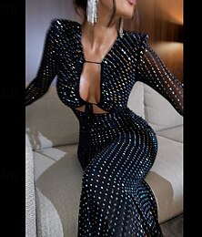זול -סקסי Y2K שנת 2000 שמלות בחורה שווה בגדי ריקוד נשים ריינסטון האלווין (ליל כל הקדושים) מסיבה\אירוע ערב שמלה