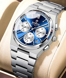 abordables -Reloj de cuarzo binbond para hombre, reloj de pulsera de negocios a la moda, calendario luminoso, reloj de acero resistente al agua con decoración