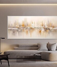 お買い得  -キャンバスに手描きされた金色の抽象的な山の絵、質感のある抽象的な油絵、手作りの壁アート、金箔のボヘミアン風の壁の装飾、明るい絵、ホテルの壁の装飾用の大きなモダンアートの絵画