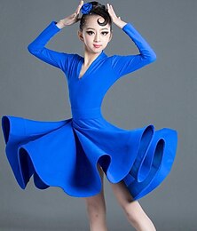 economico -Balli latino-americani Abbigliamento da ballo per bambini Abito Colore Puro A fantasia Da ragazza Prestazioni Addestramento Manica lunga Alto Poliestere