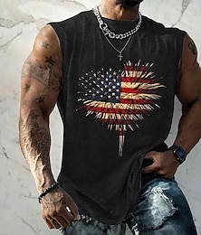 ieftine -Grafic Drapelul SUA american Sport Modă Bărbați Tipărire 3D Tricou Stradă Sport exterior Casual Ziua Independenței Americane Tricou Negru Manșon scurt Stil Nautic Cămașă Vară Primăvară Îmbrăcăminte S
