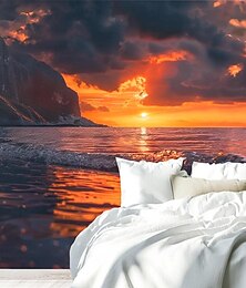 cheap -Cool Wallpapers Wall Mural Beach Sunset Wallpaper Wall Sticker Covering Print Adhesive Required Canvas Home Décor