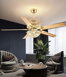economico -ventilatore a soffitto a led luce cristallo oro luce di lusso 3 colori-luce acrilico moderno stile nordico camera da letto sala da pranzo 110-240v