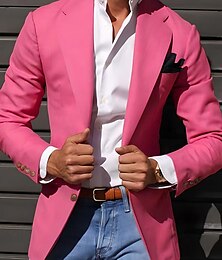 economico -Per uomo Laurea Abbigliamento da cocktail Blazer Cerimonia Ricevimento di matrimonio Abbigliamento formale Moda Casual Primavera & Autunno Poliestere TR Semplice Tasca Casual / Quotidiano Monopetto
