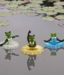 economico -acqua galleggiante rana ornamento statuetta statua artigianale per la casa giardino stagno decorazione foto prop regalo