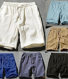 ieftine -Bărbați Pantaloni Scurți Pantaloni scurți din in Pantaloni scurți de vară Buzunar Cordon Talie elastică Simplu Confort În aer liber Zilnic Ieșire Modă Șic Stradă Negru Alb