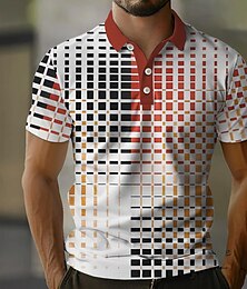 cheap -Geometric Gradient Men's Business Casual 3D Print Polo Shirt Outdoor Vacation Streetwear Polyester Short Sleeve Turndown Polo Shirts White Summer S M L Micro-elastic Lapel Polo