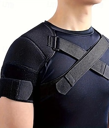 abordables -Cinturón ortopédico de soporte para manguito rotador deportivo de doble hombro, vendaje ajustable elástico doble de compresión cruzada para hombres y mujeres para el dolor de espalda