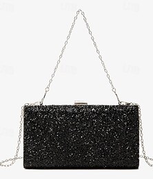 cheap -Women's Clutch Evening Bag Evening Bag Polyester Party Wedding Party Beach Rhinestone Chain Large Capacity Multi Carry Solid Color Silver Black Champagne