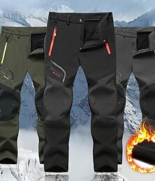 abordables -pantalones forrados de vellón para hombre pantalones de senderismo impermeables pantalones pantalones softshell invierno al aire libre térmico cálido a prueba de viento cintura elástica transpirable pantalones de vellón ejército azul marino gris negro caz