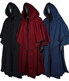 billige -Retro / vintage Punk og gotisk Kostymer i middelalderstil hette kappe Sjale Ranger Elven Ensfarget Herre Dame Viking fantasi Halloween Karneval Maskerade Fest / aften Voksne Kappe