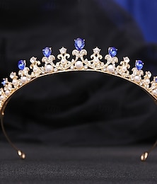 baratos -Crown Tiaras Bandanas Peça para Cabeça Imitação de Pérola Strass Casamento coquetel Elegante Luxo Com Pedrarias Perola Imitação Capacete Chapéu